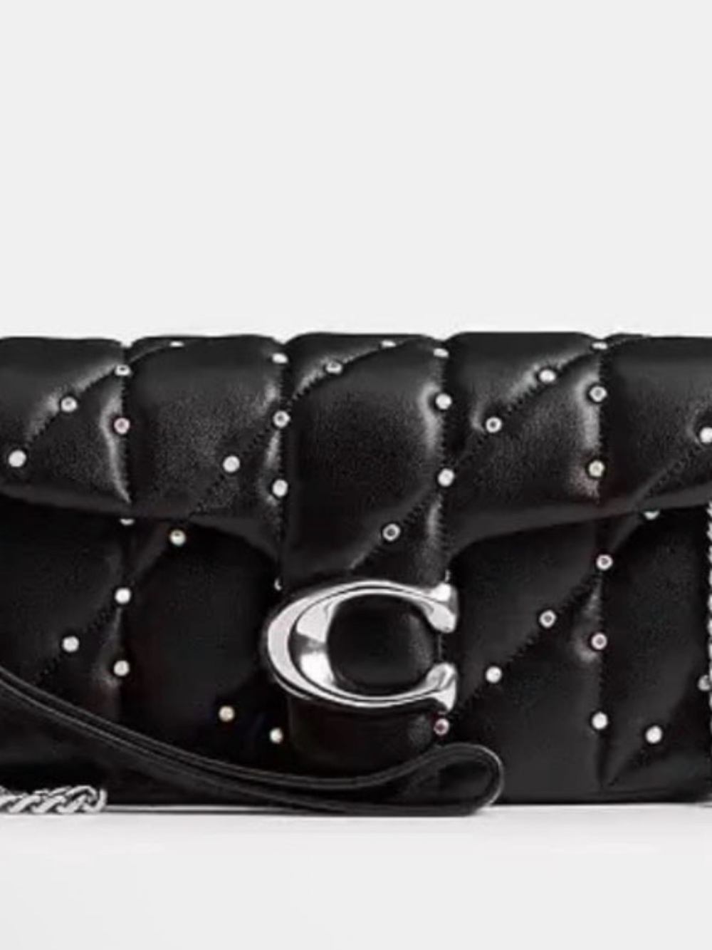 NEW Coach Tabby Crossbody Wristlet
With Pillow Quilting And Crystal Rivets Black